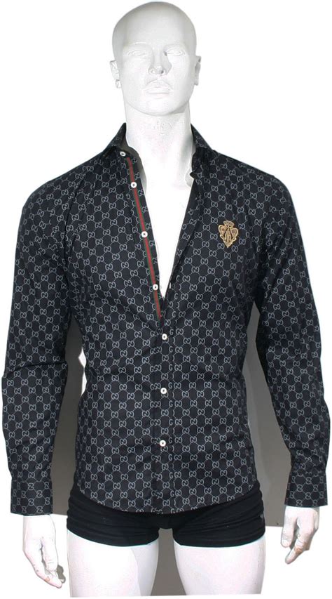 gucci long sleeve shirt men dark blue button up|xxl gucci shirts.